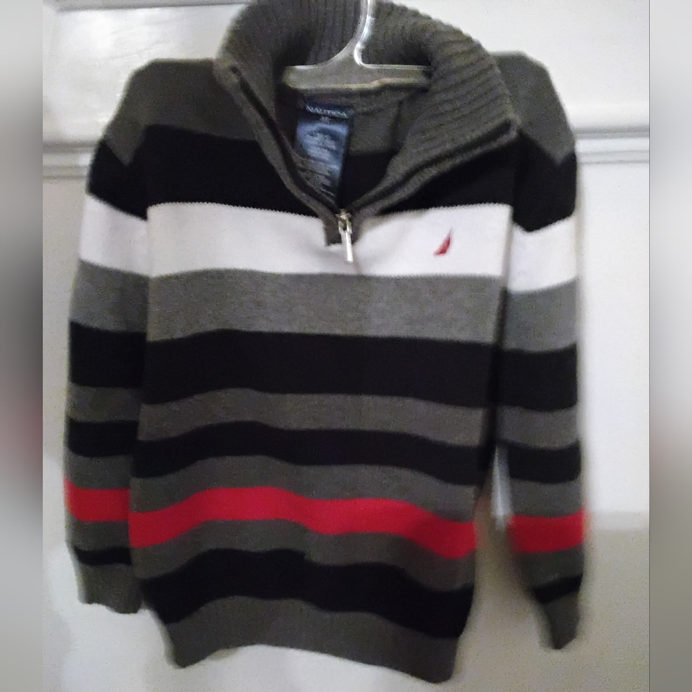 Nautica Boys Quarter-Zip Striped Sweater (3T)